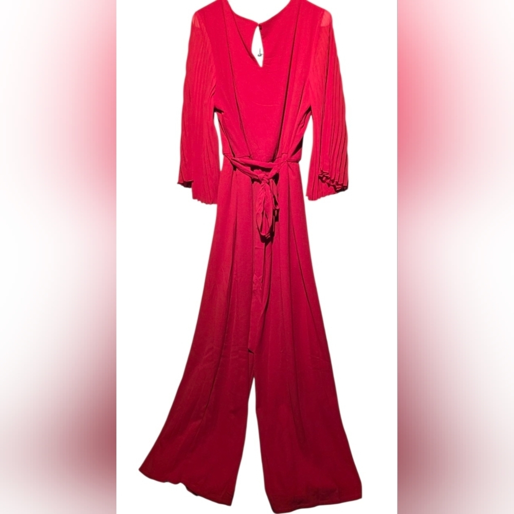 Luxology XL Elegant Red Women's Jumpsuit EUC PTP 22 Inseam 34 - Picture 2 of 3